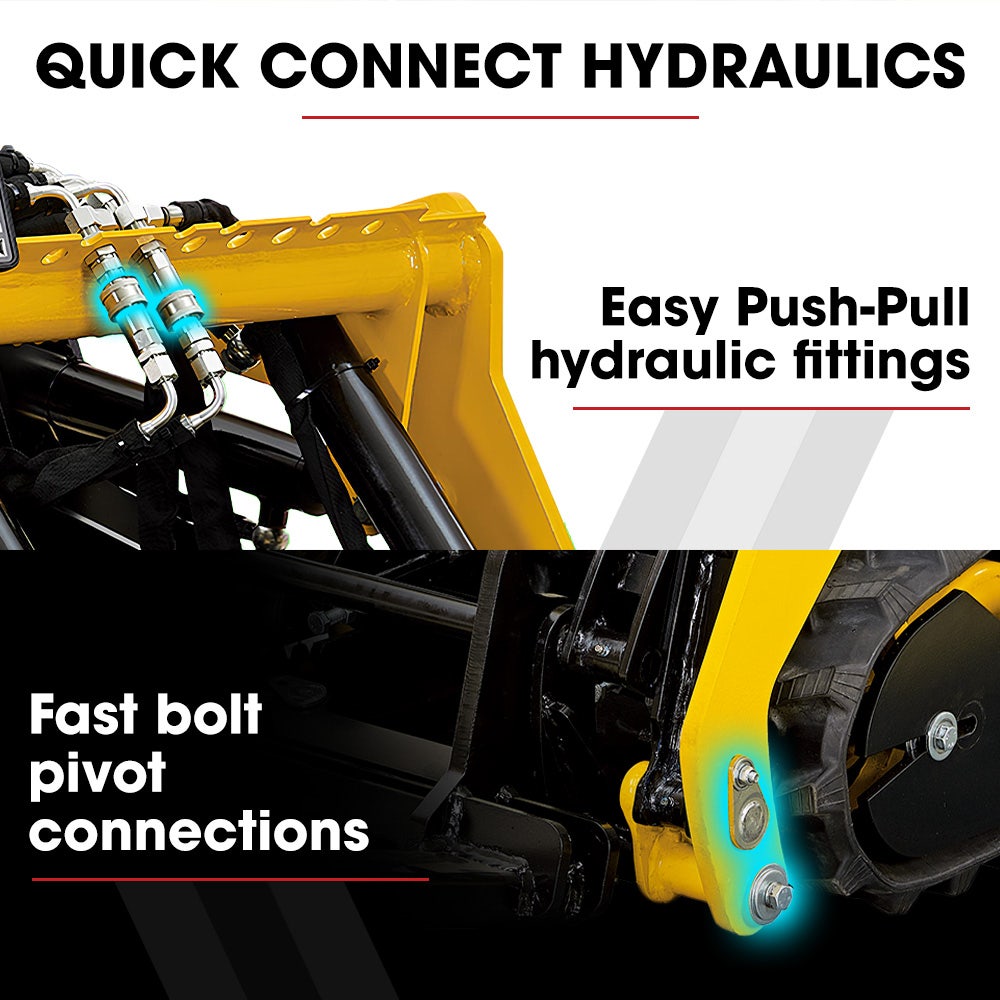 Outdoor Power Equipment: BAUMR-AG Pallet Forks Accessory for BSR5000 Mini Loader Skid Steer, Quick Connect Hydraulics, 150kg Rated Capacity