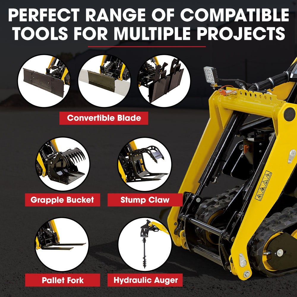 Outdoor Power Equipment: BAUMR-AG Pallet Forks Accessory for BSR5000 Mini Loader Skid Steer, Quick Connect Hydraulics, 150kg Rated Capacity