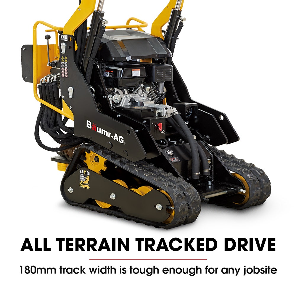 Outdoor Power Equipment: BAUMR-AG BSR5000 Mini Loader Skid Steer, with Bucket, 10hp OHV 4-Stroke Petrol Engine, 200kg Rated Operating Capacity
