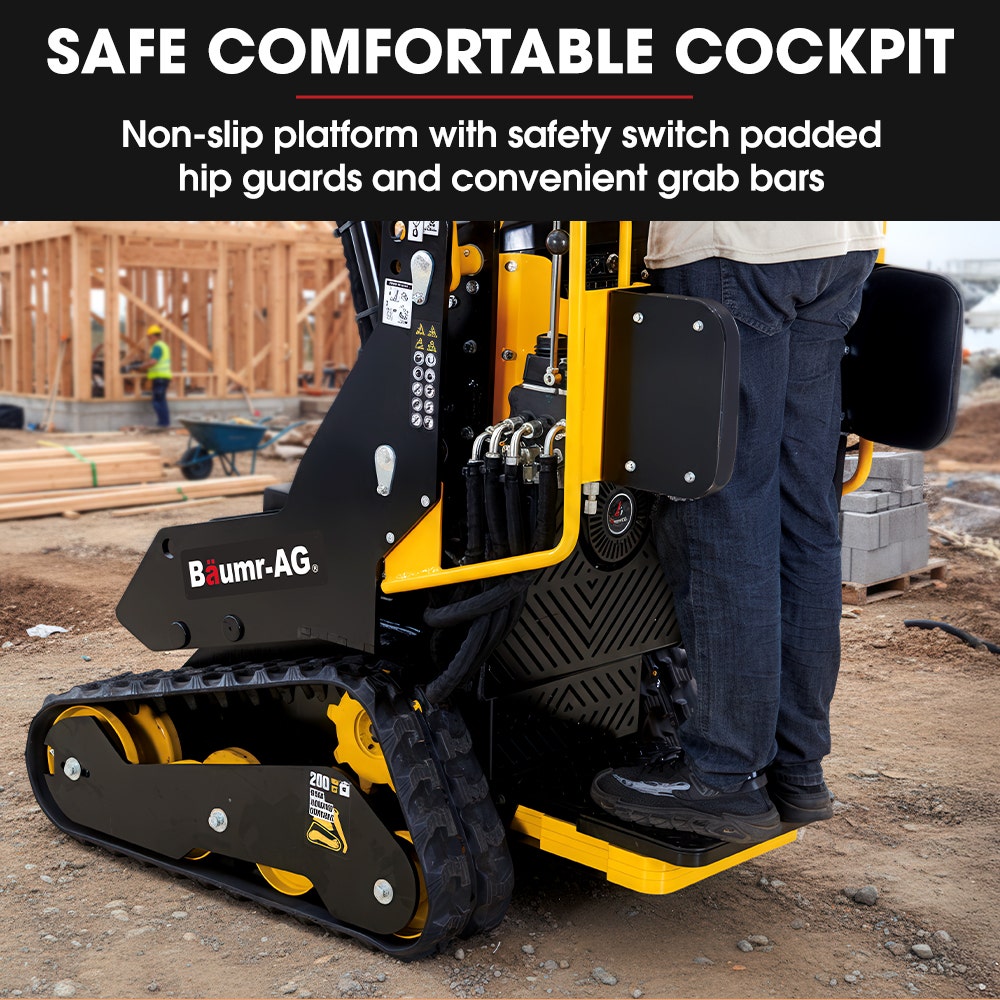 Outdoor Power Equipment: BAUMR-AG BSR5000 Mini Loader Skid Steer, with Bucket, 10hp OHV 4-Stroke Petrol Engine, 200kg Rated Operating Capacity