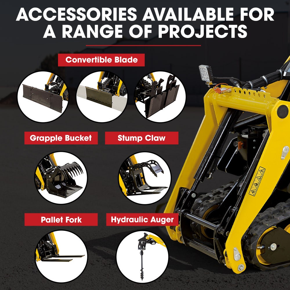 Outdoor Power Equipment: BAUMR-AG BSR5000 Mini Loader Skid Steer, with Bucket, 10hp OHV 4-Stroke Petrol Engine, 200kg Rated Operating Capacity