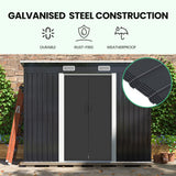Sheds: PlantCraft Galvanised Steel Garden Shed 2.38 x 1.31 x 1.82m, with 2 Sliding Doors, 2 Air Vents, Skillion Roof, Floor Frame