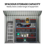 Sheds: PlantCraft Galvanised Steel Garden Shed 2.38 x 1.31 x 1.82m, with 2 Sliding Doors, 2 Air Vents, Skillion Roof, Floor Frame