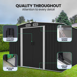 Sheds: PlantCraft Galvanised Steel Garden Shed 2.58 x 3.13 x 2.02m, with 2 Sliding Doors, 4 Air Vents, Gable Roof, Floor Frame