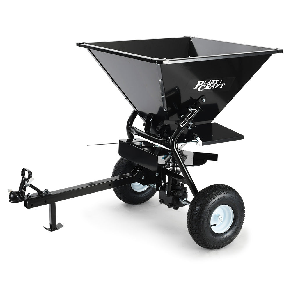 Spreaders & Wheelbarrows: PlantCraft 160L Tow Behind Broadcast Seed and Fertiliser Spreader, 158kg Load, Heavy Duty