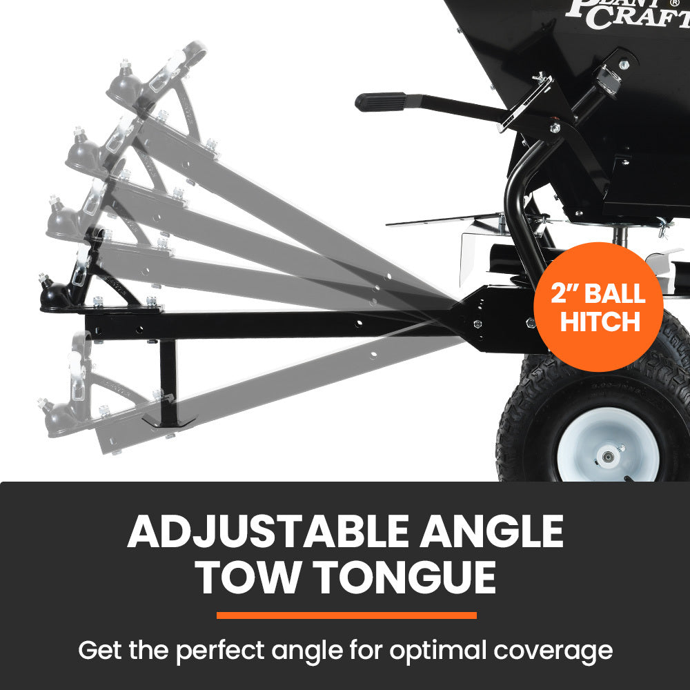 Spreaders & Wheelbarrows: PlantCraft 160L Tow Behind Broadcast Seed and Fertiliser Spreader, 158kg Load, Heavy Duty