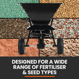 Spreaders & Wheelbarrows: PlantCraft 160L Tow Behind Broadcast Seed and Fertiliser Spreader, 158kg Load, Heavy Duty