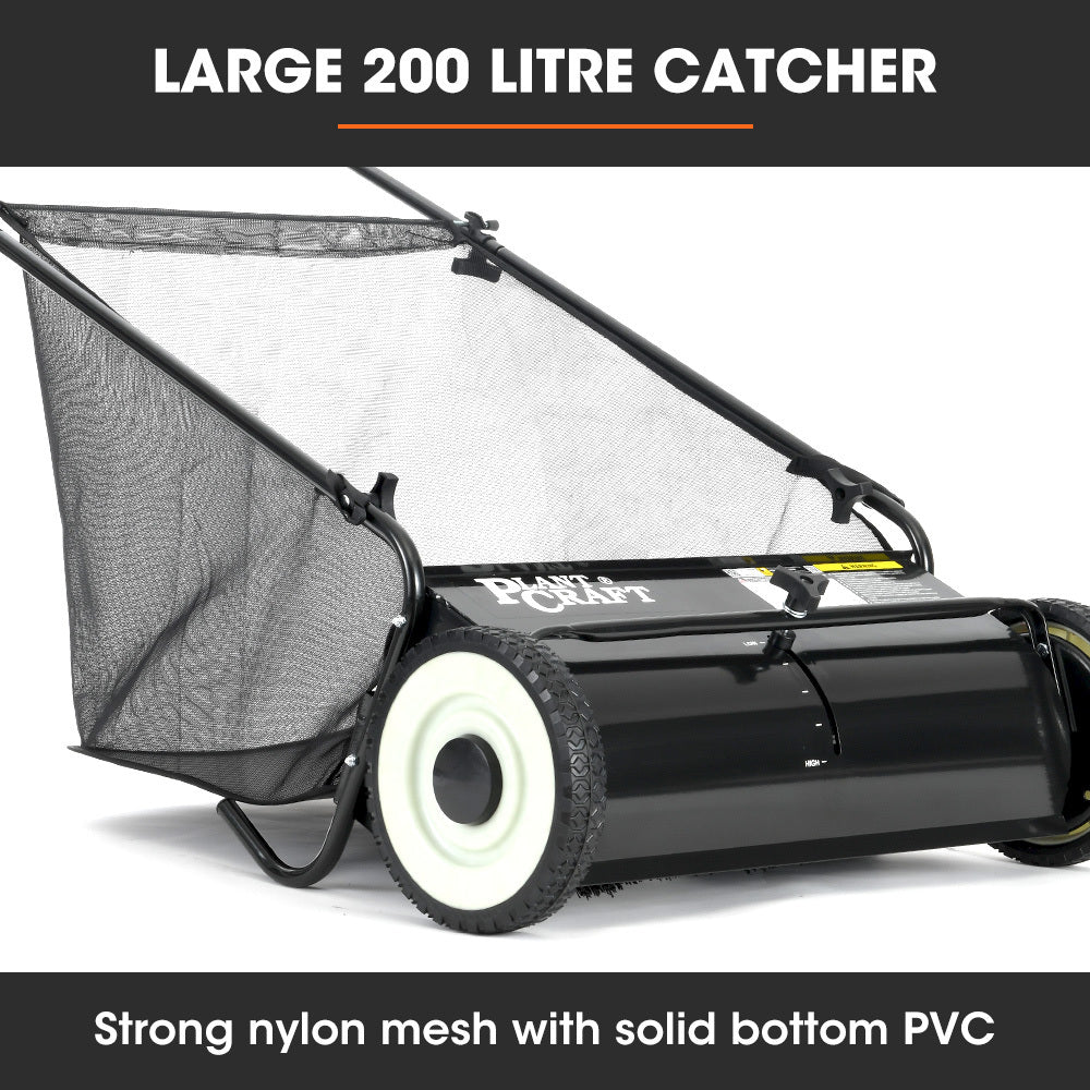 Gardening Tools: PlantCraft Push Lawn Sweeper, 26" Wide Leaf and Grass Clipping Collector
