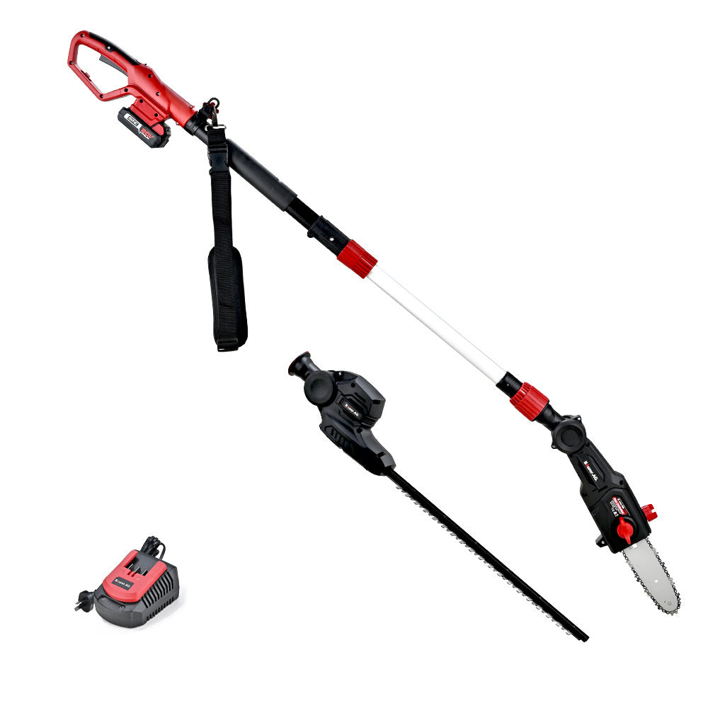 Chainsaws: BAUMR-AG 20V SYNC Cordless Pole Saw & Hedge Trimmer Combo, 8 inch Chainsaw Pruner, Telescopic Handle, with Battery and Charger Kit