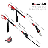 Chainsaws: BAUMR-AG 20V SYNC Cordless Pole Saw & Hedge Trimmer Combo, 8 inch Chainsaw Pruner, Telescopic Handle, with Battery and Charger Kit