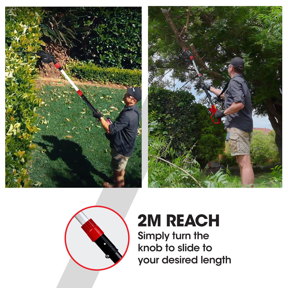 Chainsaws: BAUMR-AG 20V SYNC Cordless Pole Saw & Hedge Trimmer Combo, 8 inch Chainsaw Pruner, Telescopic Handle, with Battery and Charger Kit