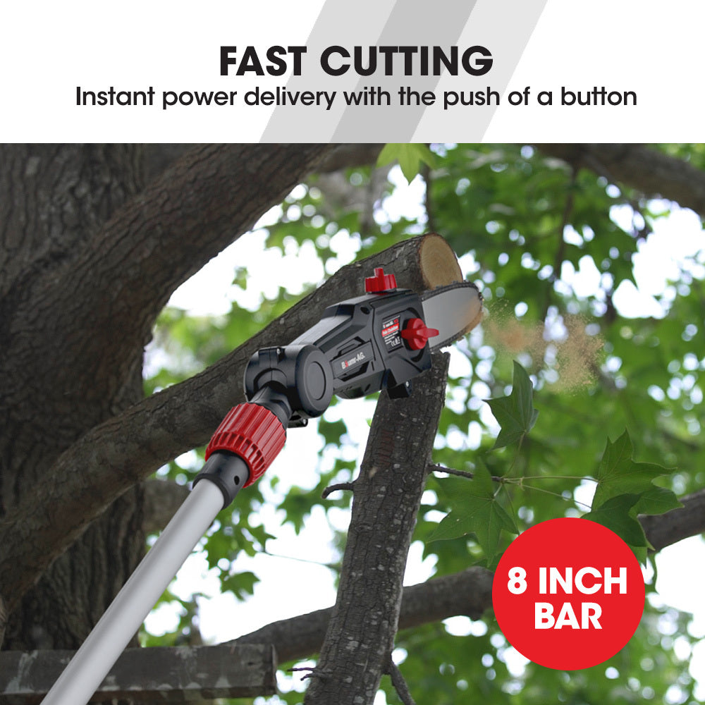Chainsaws: BAUMR-AG 20V SYNC Cordless Pole Saw & Hedge Trimmer Combo, 8 inch Chainsaw Pruner, Telescopic Handle, with Battery and Charger Kit