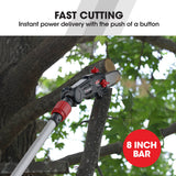 Chainsaws: BAUMR-AG 20V SYNC Cordless Pole Saw & Hedge Trimmer Combo, 8 inch Chainsaw Pruner, Telescopic Handle, with Battery and Charger Kit
