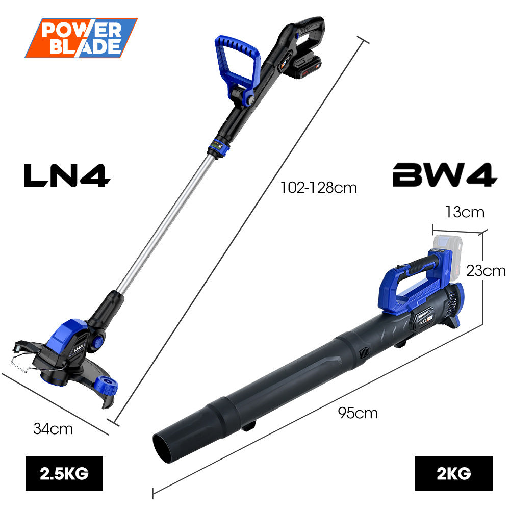Outdoor Power Equipment: POWERBLADE 20V Leaf Blower & Line Trimmer / Edger Combo, Kit with 4.0Ah Battery & Fast Charger