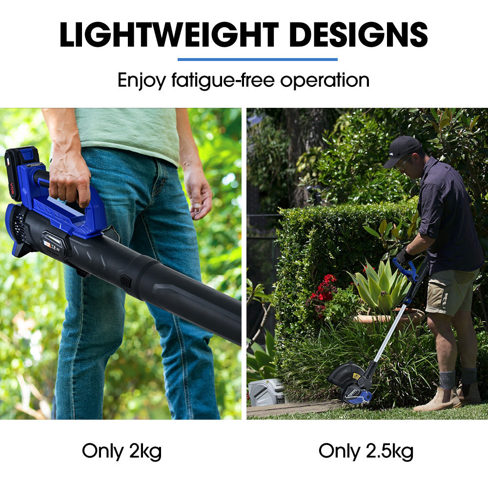 Outdoor Power Equipment: POWERBLADE 20V Leaf Blower & Line Trimmer / Edger Combo, Kit with 4.0Ah Battery & Fast Charger