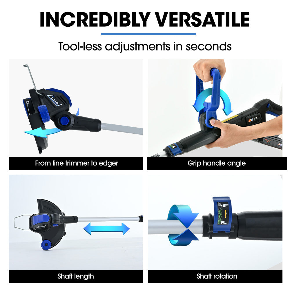 Outdoor Power Equipment: POWERBLADE 20V Leaf Blower & Line Trimmer / Edger Combo, Kit with 4.0Ah Battery & Fast Charger