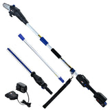Chainsaws: POWERBLADE 20V Cordless Pole Saw & Hedge Trimmer Combo, 8" Chainsaw Pruner & 20" Hedger, Telescopic Handle, Battery and Fast Charger Kit