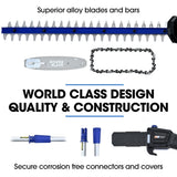 Chainsaws: POWERBLADE 20V Cordless Pole Saw & Hedge Trimmer Combo, 8" Chainsaw Pruner & 20" Hedger, Telescopic Handle, Battery and Fast Charger Kit