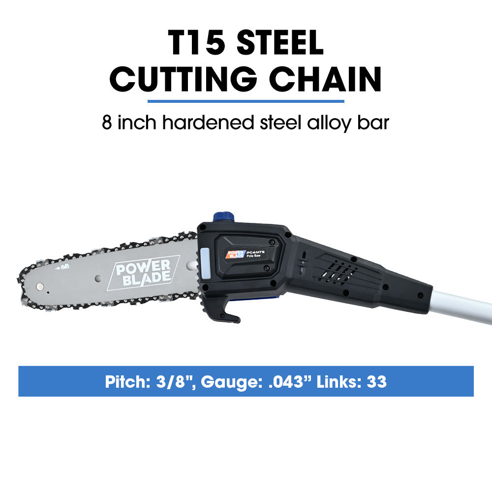 Chainsaws: POWERBLADE 20V Cordless Pole Saw & Hedge Trimmer Combo, 8" Chainsaw Pruner & 20" Hedger, Telescopic Handle, Battery and Fast Charger Kit