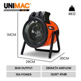 UNIMAC 3kW Electric Space Heater 15A