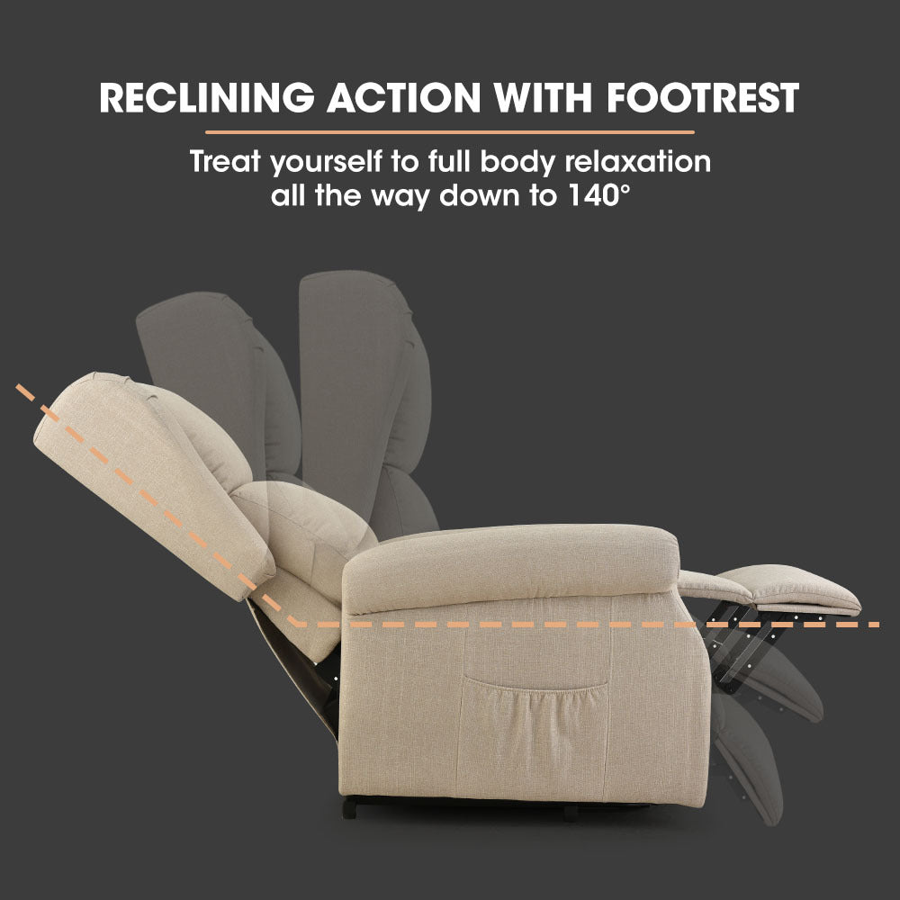 Massage Chairs: FORTIA Electric Recliner Lift Heat Chair for Elderly, Massage, Heat Therapy, Aged Care, Beige