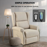 Massage Chairs: FORTIA Electric Recliner Lift Heat Chair for Elderly, Massage, Heat Therapy, Aged Care, Beige