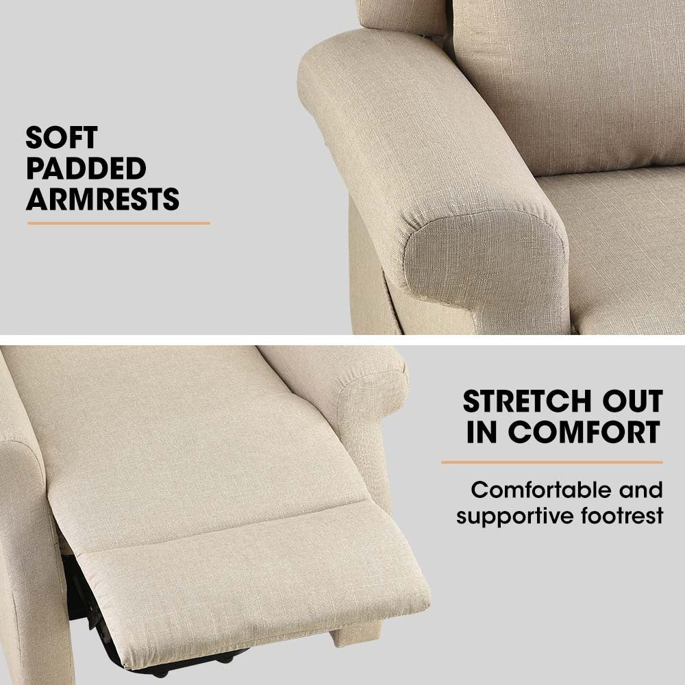 Massage Chairs: FORTIA Electric Recliner Lift Heat Chair for Elderly, Massage, Heat Therapy, Aged Care, Beige