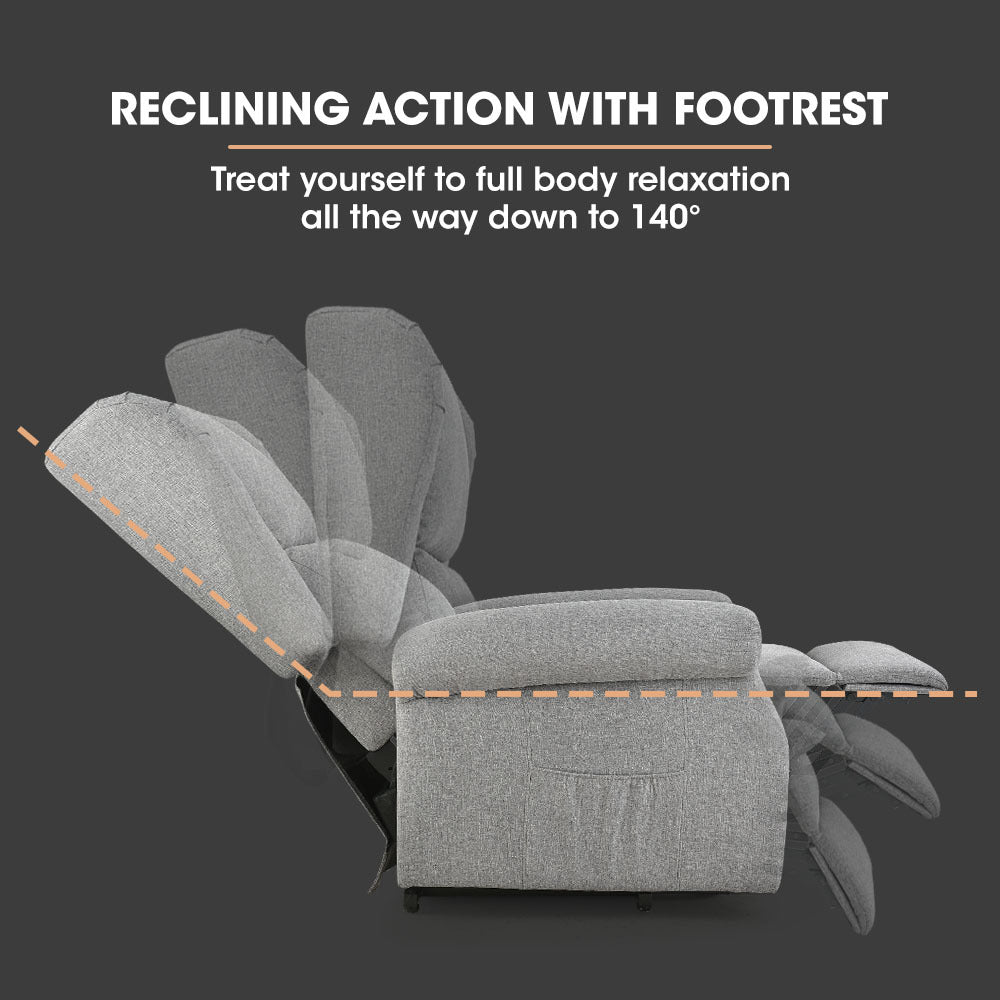 Massage Chairs: FORTIA Electric Recliner Lift Heat Chair for Elderly, Massage, Heat Therapy, Aged Care, Grey