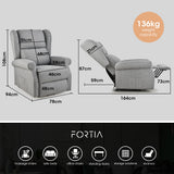 Massage Chairs: FORTIA Electric Recliner Lift Heat Chair for Elderly, Massage, Heat Therapy, Aged Care, Grey