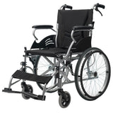 Mobility & Accessibility: EQUIPMED 20 Inch Folding Wheelchair Lightweight Aluminium Portable with Park Brakes, Black