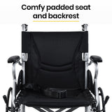 Mobility & Accessibility: EQUIPMED 20 Inch Folding Wheelchair Lightweight Aluminium Portable with Park Brakes, Black