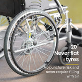 Mobility & Accessibility: EQUIPMED 20 Inch Folding Wheelchair Lightweight Aluminium Portable with Park Brakes, Black