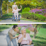 Mobility & Accessibility: EQUIPMED Folding Aluminium Wheelchair, 20" Wheels, Park Brakes, 100kg Capacity, Blue