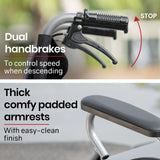 Mobility & Accessibility: EQUIPMED Folding Aluminium Wheelchair, 20" Wheels, Park Brakes, 100kg Capacity, Grey/Black