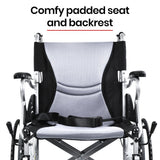 Mobility & Accessibility: EQUIPMED Folding Aluminium Wheelchair, 20" Wheels, Park Brakes, 100kg Capacity, Grey/Black