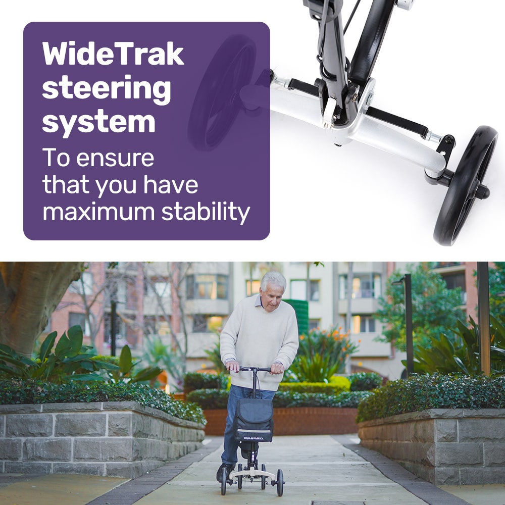 Mobility & Accessibility: EQUIPMED Knee Scooter Walker, Disc Brake - Suspension Bag - Broken Leg Ankle Foot Mobility - Crutches Alternative -