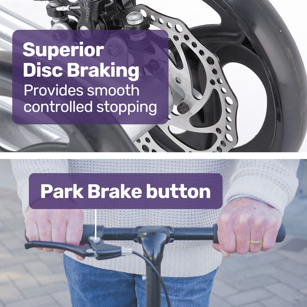 Mobility & Accessibility: EQUIPMED Knee Scooter Walker, Disc Brake - Suspension Bag - Broken Leg Ankle Foot Mobility - Crutches Alternative -