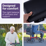 Mobility & Accessibility: Equipmed Knee Scooter Walker, Dual Brakes - Bag - Broken Leg Ankle Foot Mobility - Crutches Alternative - Red