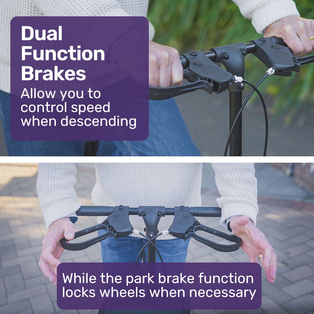 Mobility & Accessibility: Equipmed Knee Scooter Walker, Dual Brakes - Bag - Broken Leg Ankle Foot Mobility - Crutches Alternative - Red