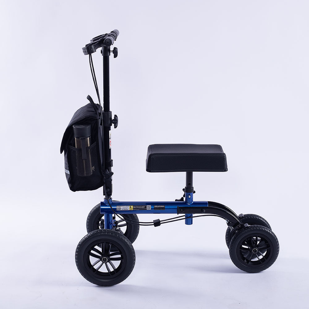 Mobility & Accessibility: EQUIPMED Knee Scooter Walker, 10 inch Tyres Dual Brakes Bag - Broken Leg Ankle Foot Mobility - Crutches Alternative - Blue
