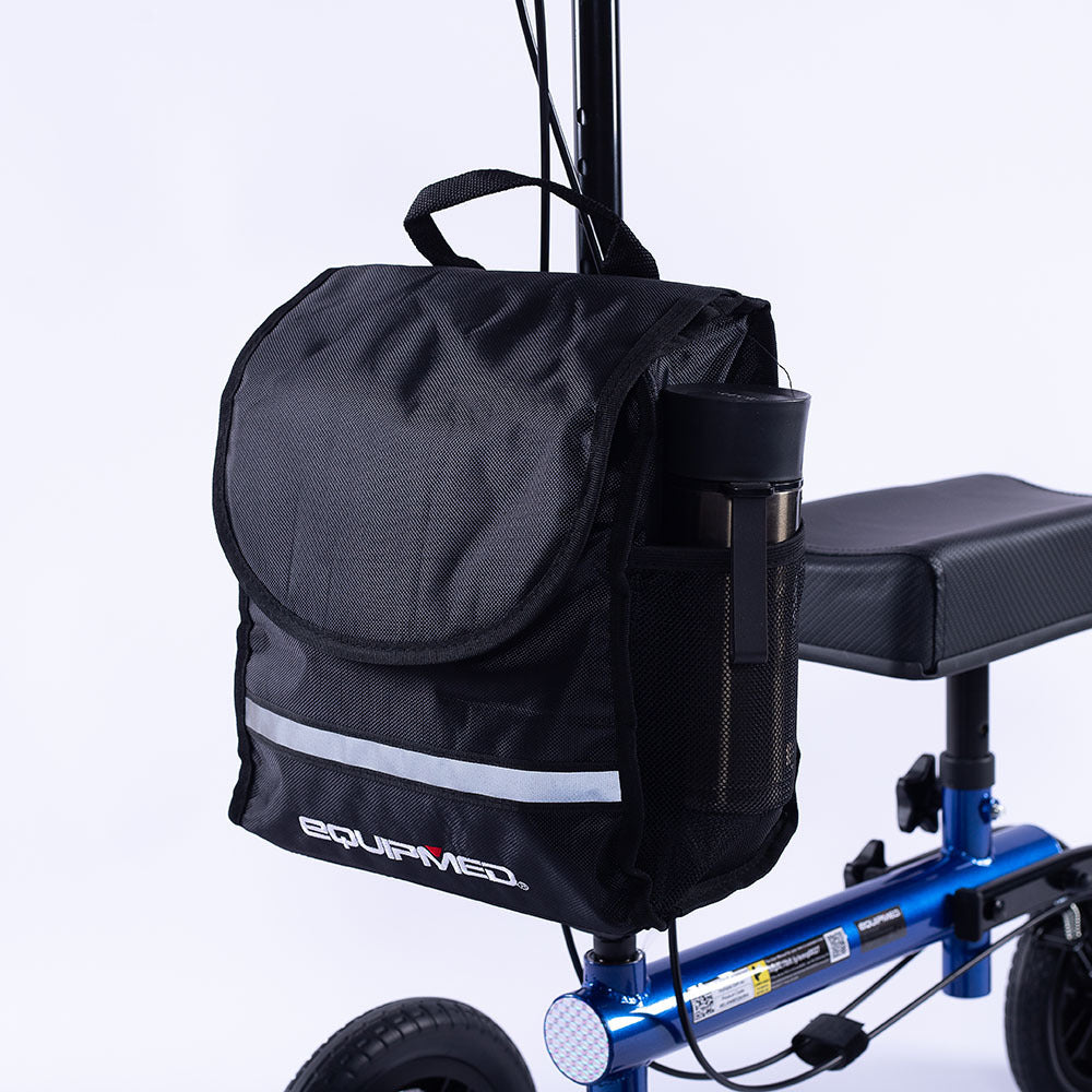 Mobility & Accessibility: EQUIPMED Knee Scooter Walker, 10 inch Tyres Dual Brakes Bag - Broken Leg Ankle Foot Mobility - Crutches Alternative - Blue