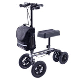 Mobility & Accessibility: EQUIPMED Knee Scooter Walker, 10 inch Tyres Dual Brakes Bag - Broken Leg Ankle Foot Mobility - Crutches Alternative - Titanium colour
