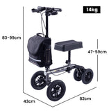 Mobility & Accessibility: EQUIPMED Knee Scooter Walker, 10 inch Tyres Dual Brakes Bag - Broken Leg Ankle Foot Mobility - Crutches Alternative - Titanium colour