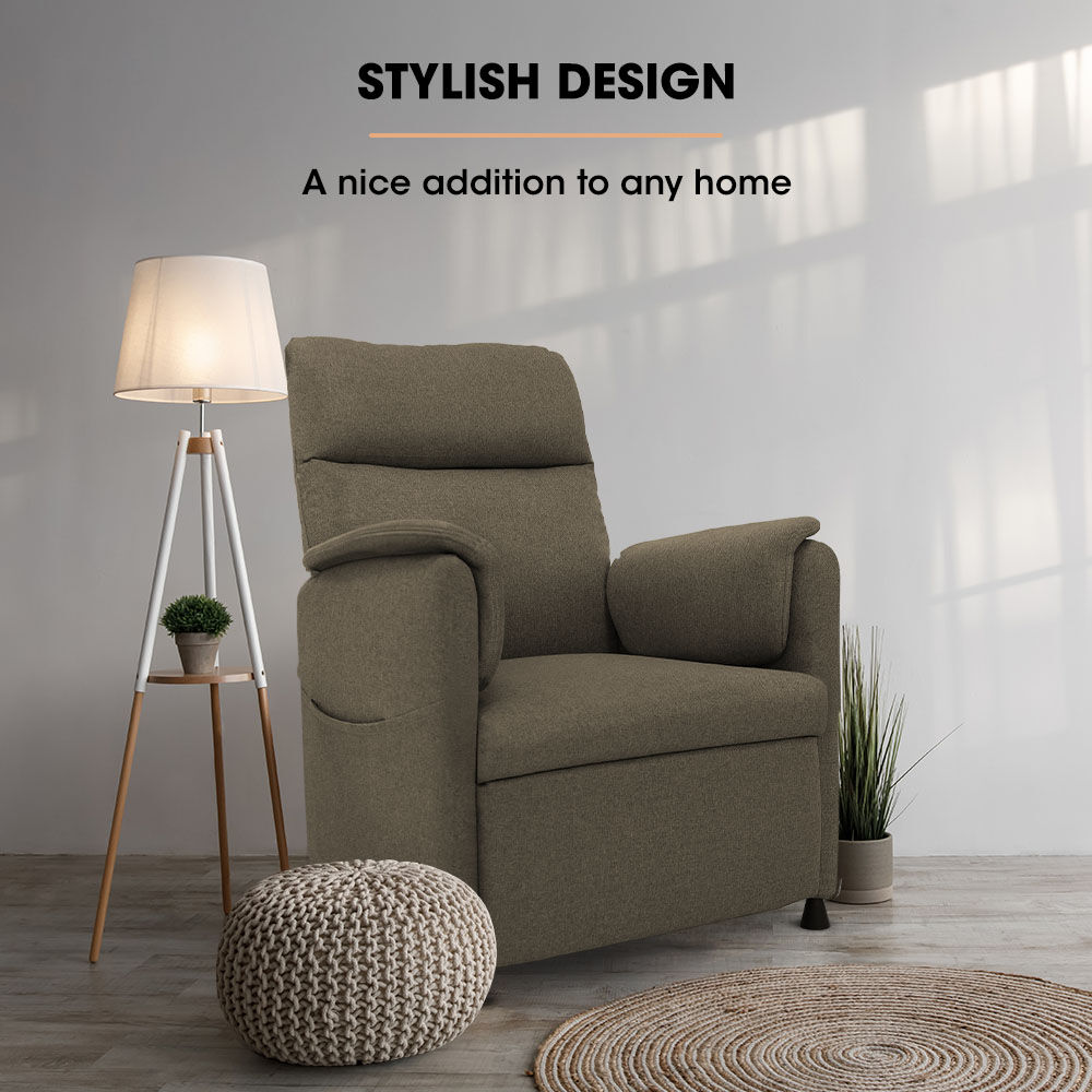 Arm Chairs & Recliners: FORTIA Electric Armchair Recliner, Single Fabric Chair, Biege