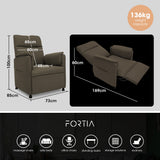 Arm Chairs & Recliners: FORTIA Electric Armchair Recliner, Single Fabric Chair, Biege