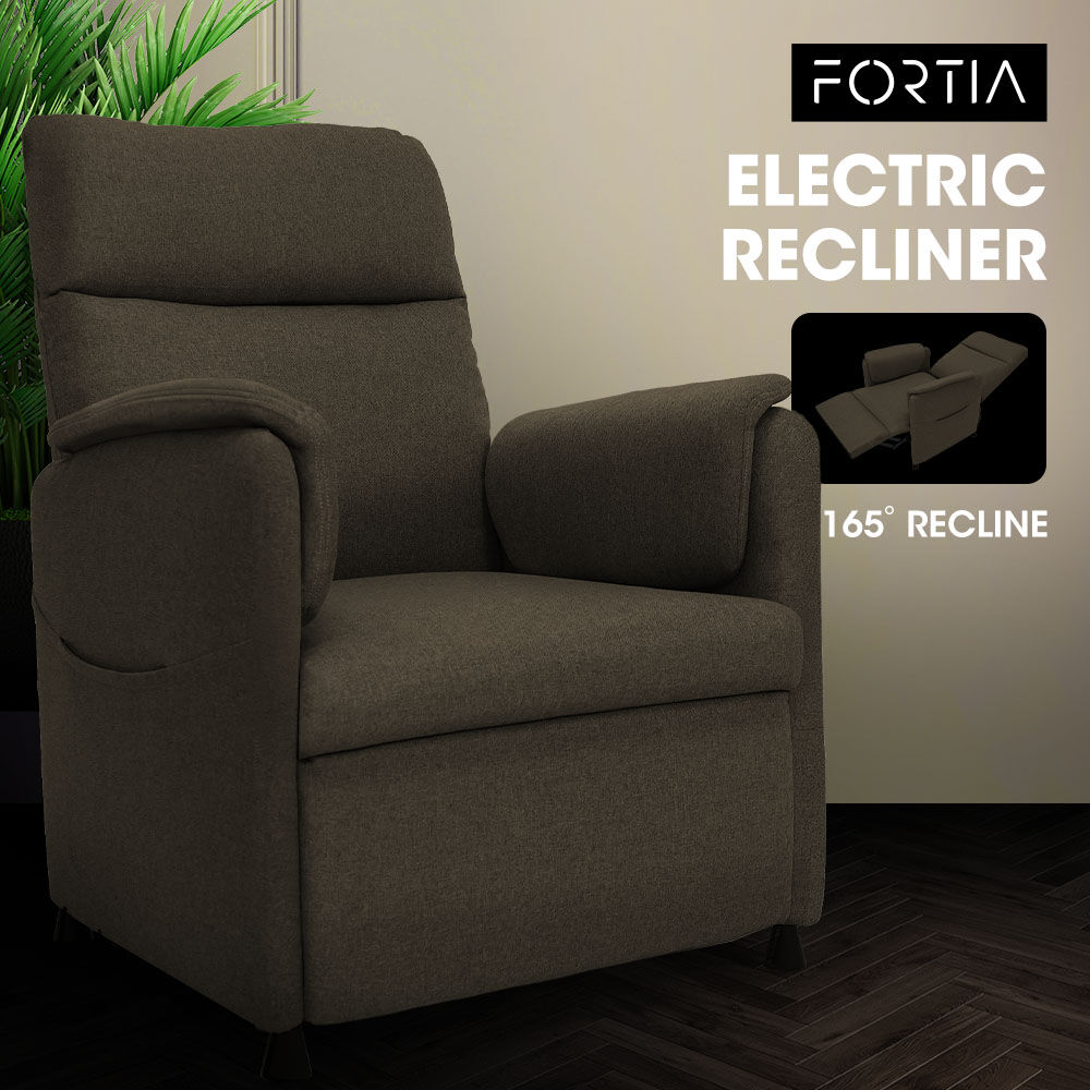 Arm Chairs & Recliners: FORTIA Electric Armchair Recliner, Single Fabric Chair, Biege