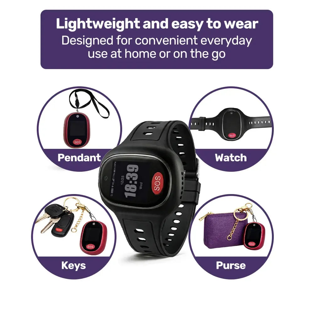 EQUIPMED Fall Detection Alarm Watch/Pendant with GPS and SOS Emergency Button, for Seniors, Location Tracking, 2-Way Calling, iPhone and Android Compatible