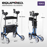 Mobility & Accessibility: EQUIPMED Upright Rollator Walker with Forearm Support Rests, Mobilty Aid with Seat, Blue