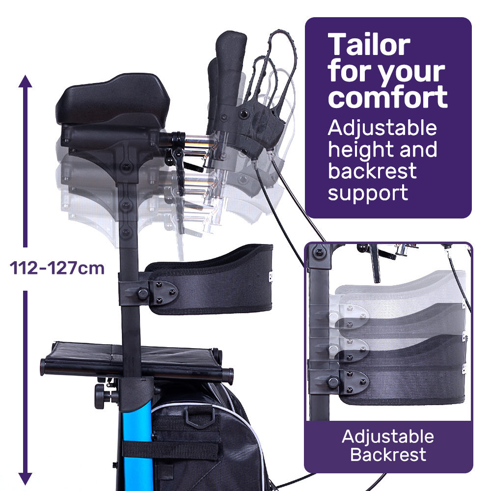 Mobility & Accessibility: EQUIPMED Upright Rollator Walker with Forearm Support Rests, Mobilty Aid with Seat, Blue