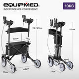 Mobility & Accessibility: EQUIPMED Upright Rollator Walker with Forearm Rest Supports, Mobilty Aid with Seat, Grey